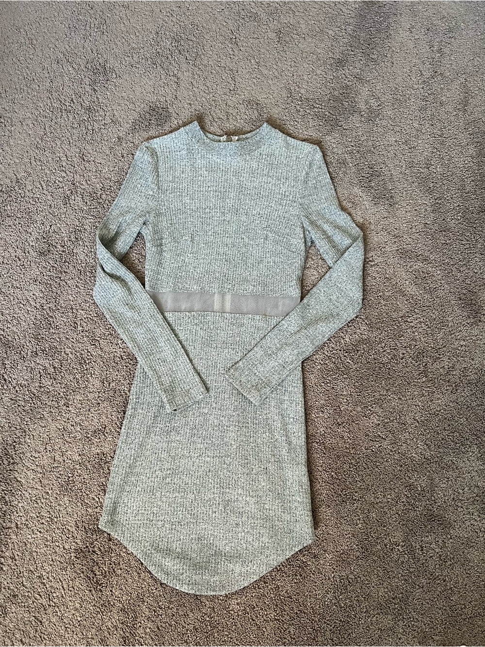 Long Sleeve Knit Bodycon Dress in Heather Gray